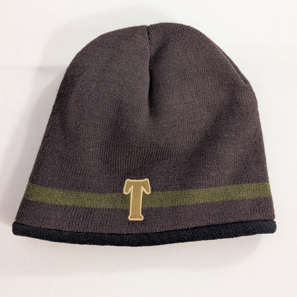 Timberland 3D Embroidered Branding Dark Brown Winter Beanie Hat One Size